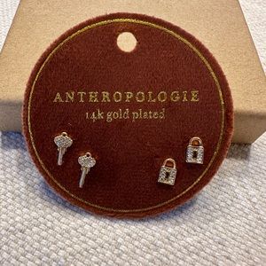 Anthropologie 14k Gold Plated Earring Set